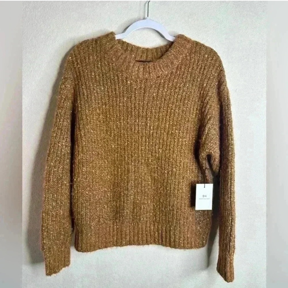 Something Navy Brown Long Sleeve cozy sweater 
size Medium